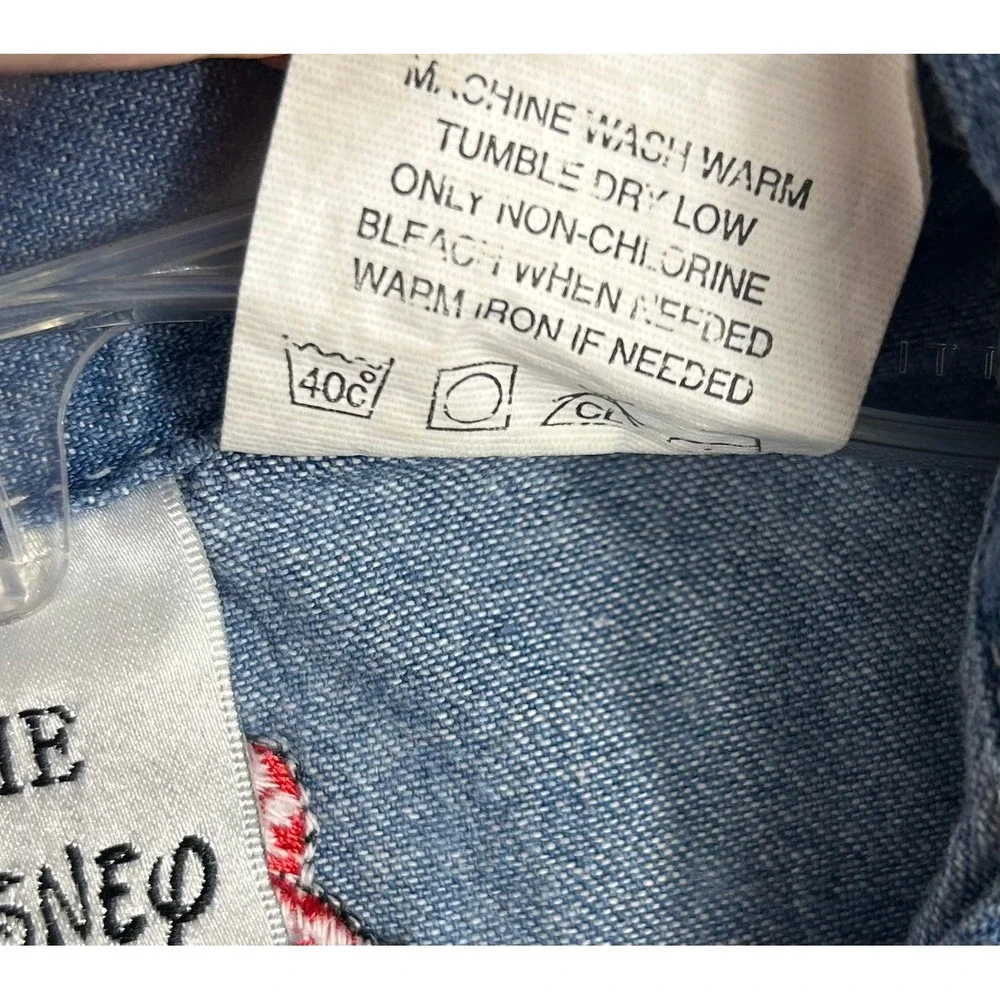 VTG Disney Store Denim Dress Girls 4/5‎ Mickey Minnie Mouse Embroidered 90s